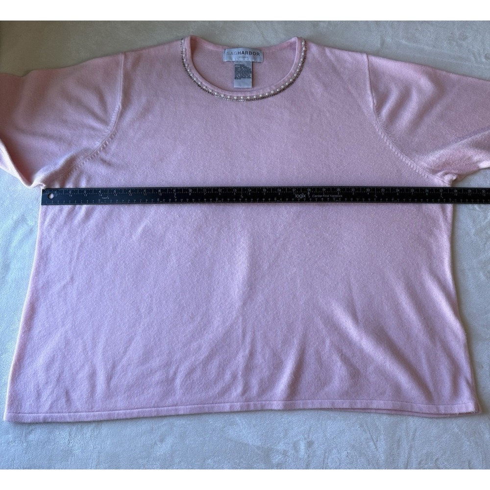 Sag Harbor Women's Sweater Top 3XL Pink Cozy‎ Soft Knit Short Sleeve Embellished - Picture 3 of 6